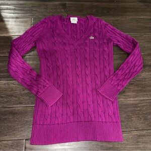Lacoste Women's V-Neck Sweater in Rich Purple